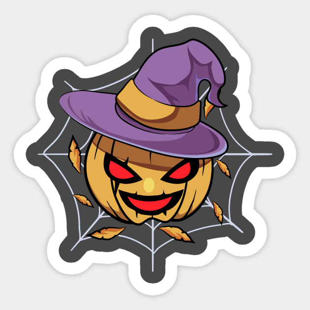 Pumpkin Witch Sticker by DionArts